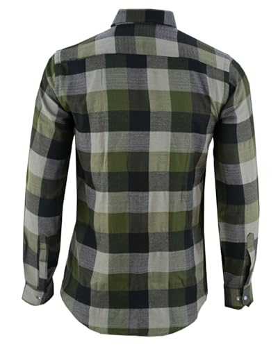 KONUSTEX PATRON Camicia Quadri in Cotone e Poliestere, Doppia Tasca con Zip, 140-150gsm