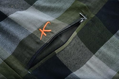 KONUSTEX PATRON Camicia Quadri in Cotone e Poliestere, Doppia Tasca con Zip, 140-150gsm