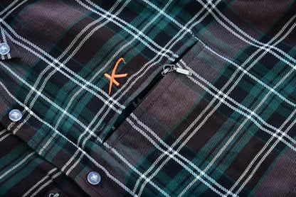 KONUSTEX VALEUR Camicia da Uomo a Quadri Verdi e Marroni, 80% Cotone e 20% Poliestere, 140-150 gsm